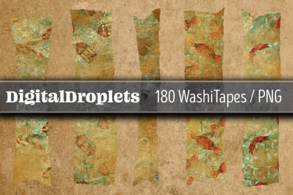 Golden Christmas Papers V2 | 180 Washi Tape Set for Digital Design